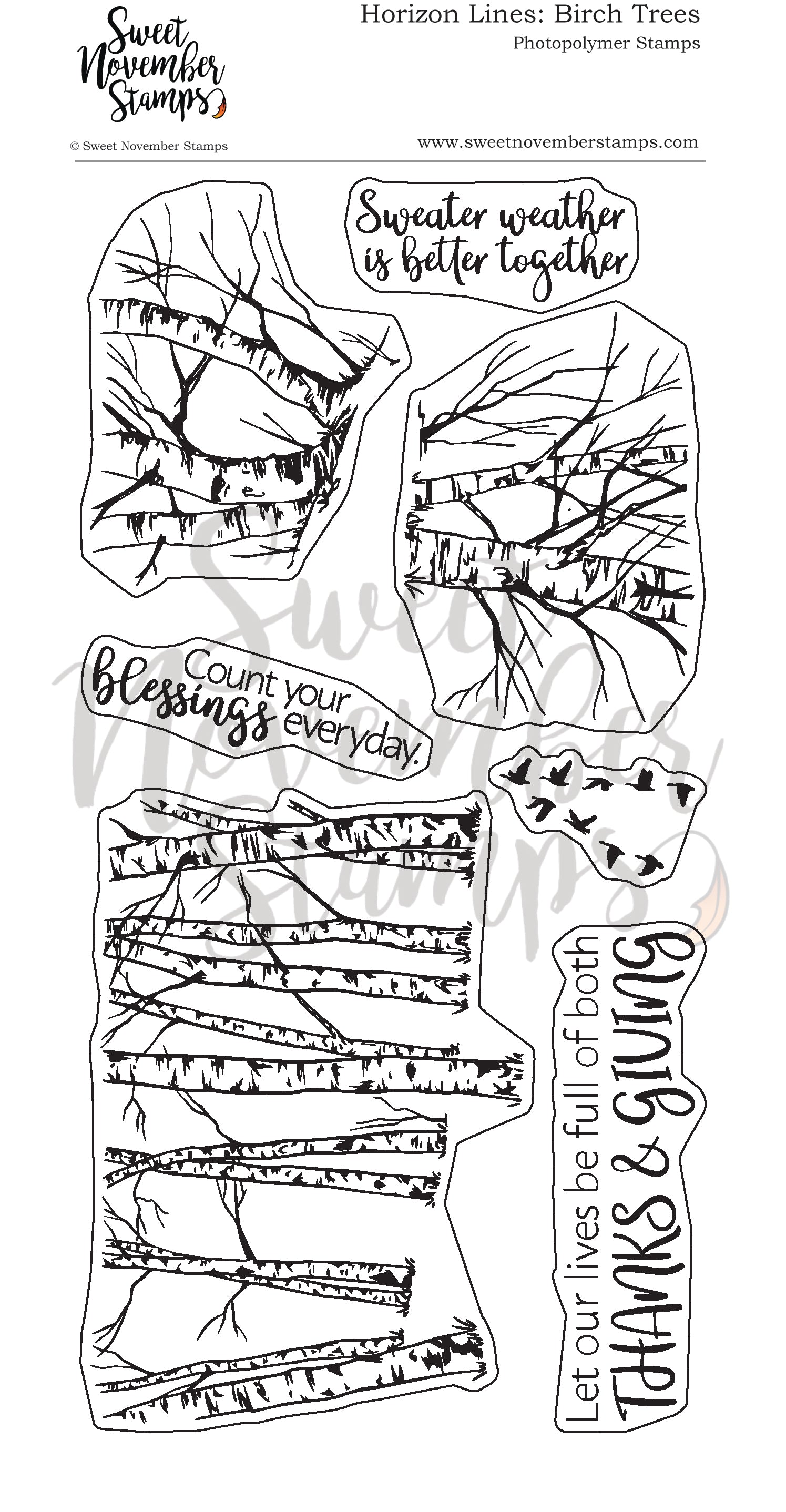 Clear Stamp Set - Horizon lines: Birch Trees – Sweet November Stamps