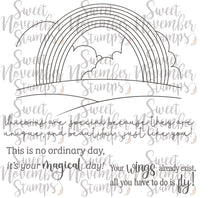 Load image into Gallery viewer, Digital Stamps - So Enchanting: Rainbow Background Builder and Sentiments