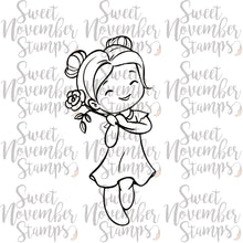 Load image into Gallery viewer, Digital Stamp - My Wee Valentine: Rosie with a rose