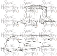 Load image into Gallery viewer, Digital Stamps - Forest stump and hollow log background builder set