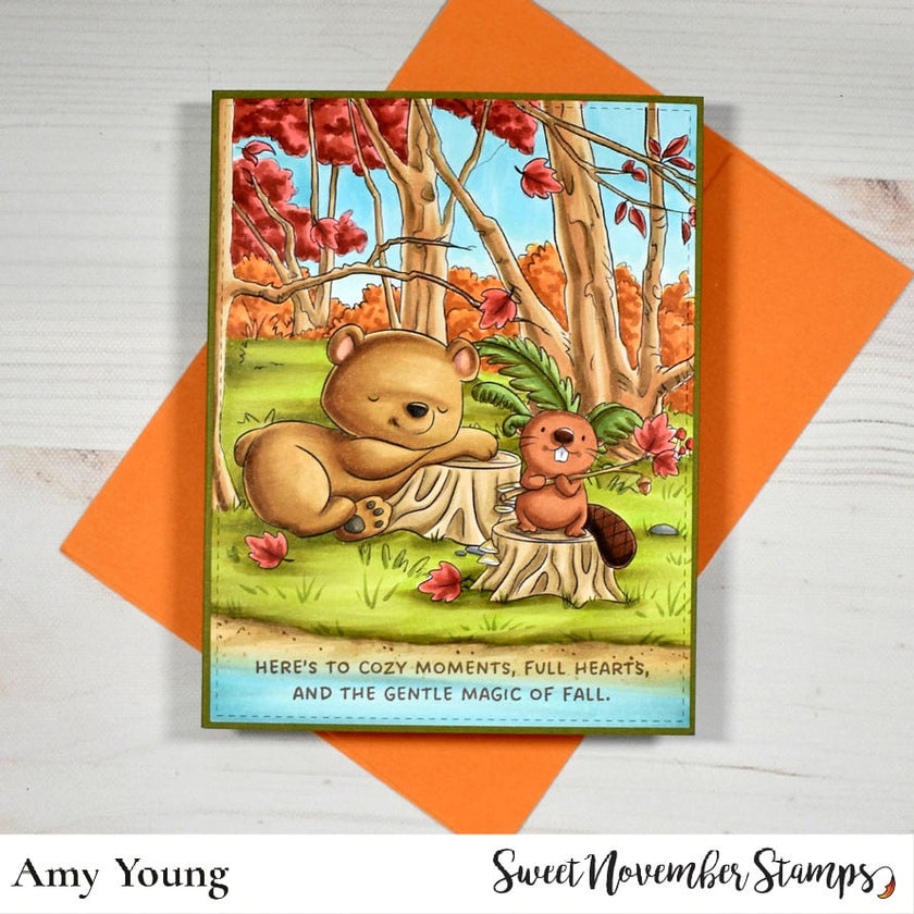 Digital Stamp - Fall Woodland: Moose, Beaver, Mole