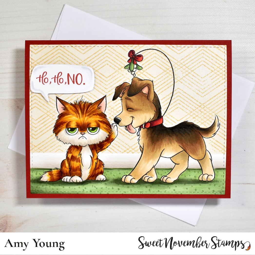 Digital Stamp - 1st Christmas: Scrappy and Sulky's Mistletoe