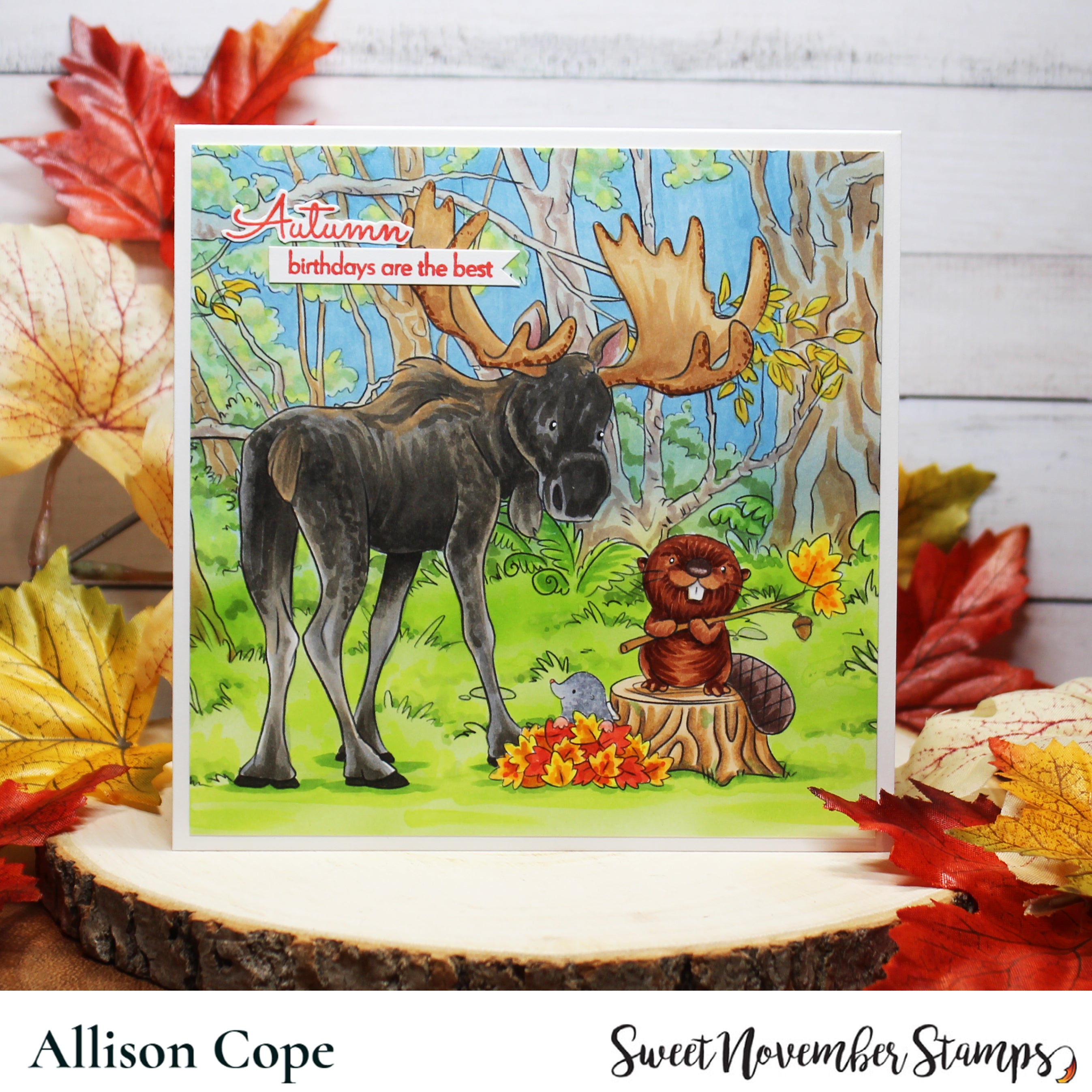 Digital Stamp - Fall Woodland: Moose, Beaver, Mole