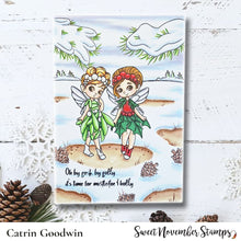 Load image into Gallery viewer, Clear Stamp Set - Mistletoe and Holly Fairies
