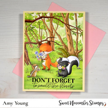 Digital Stamp - Spring Woodland: Chipmunk, Fox and Skunk