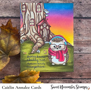 Digital Stamp - Cozy Fall Critters: Hadley Hedgehog