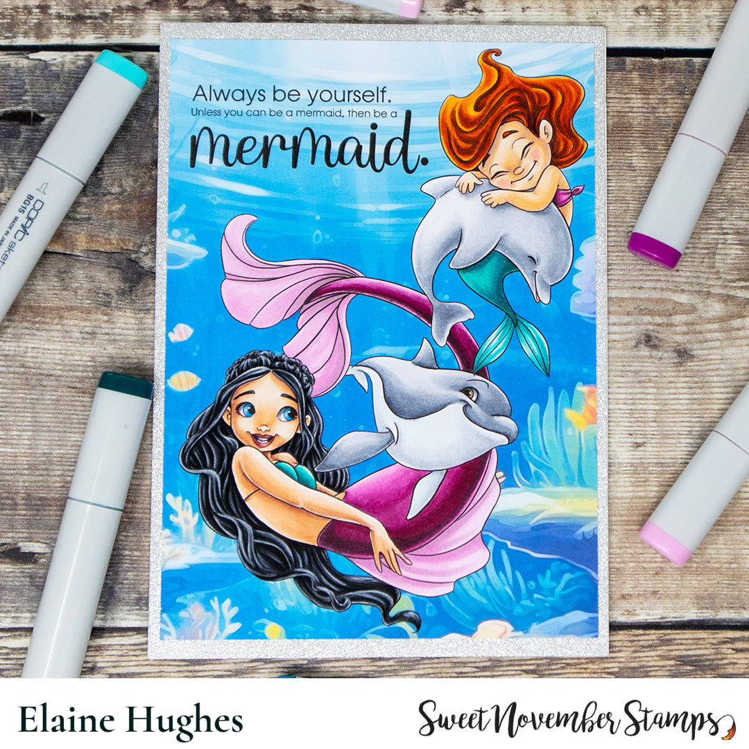 Digital Stamp - Dolphin Hugs