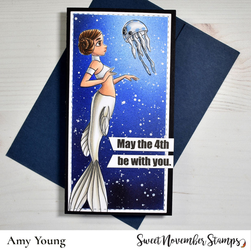 Digital Stamp - May the Fourth Leia and jelly droid