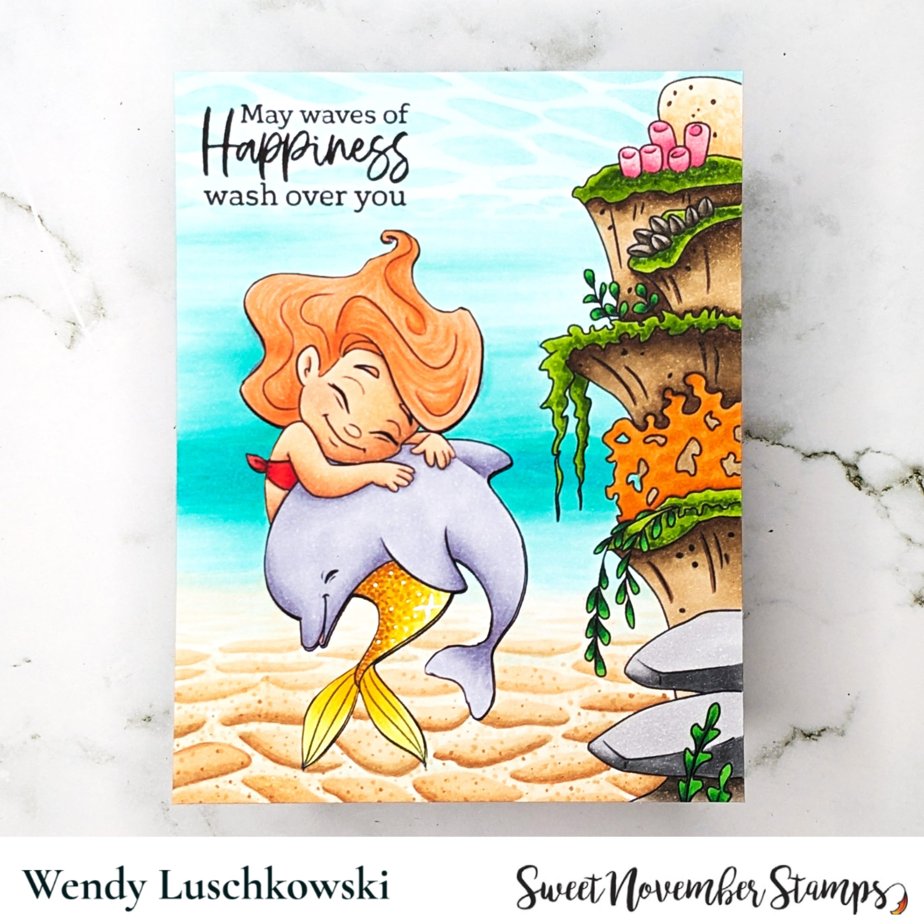 Digital Stamp - Dolphin Hugs