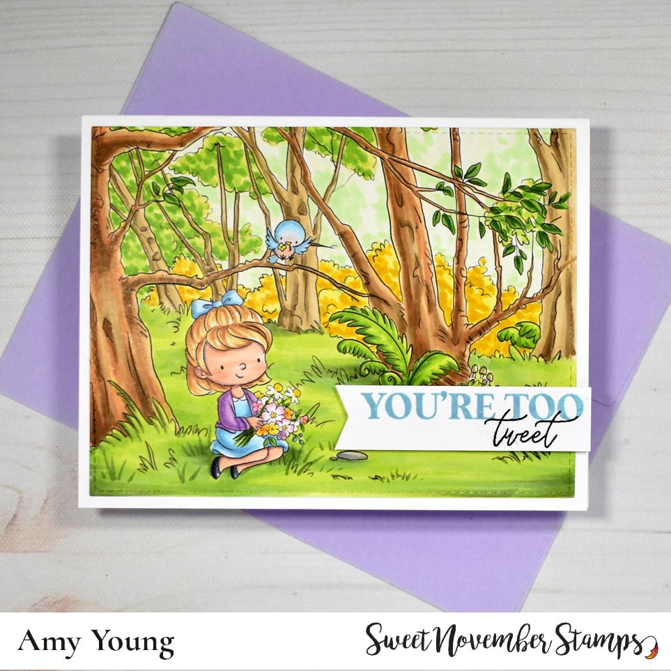 Digital Stamp - Spring Woodland: Alice and Bird