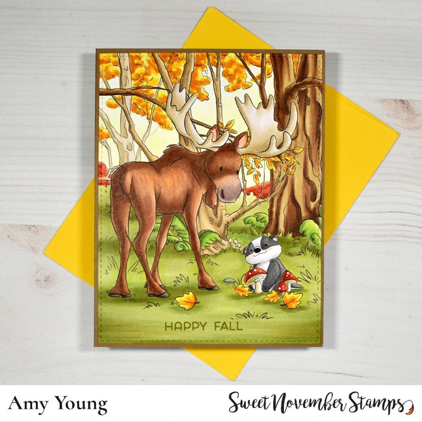 Digital Stamp - Fall Woodland: Badger, Hedgie and Deer