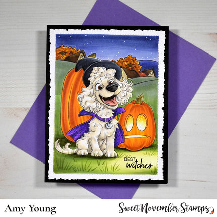 Digital Stamp - Howl-O-Ween Pups: Waffle's Witch Costume