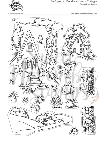 Clear Stamp Set - Background Builder: Autumn Cottages