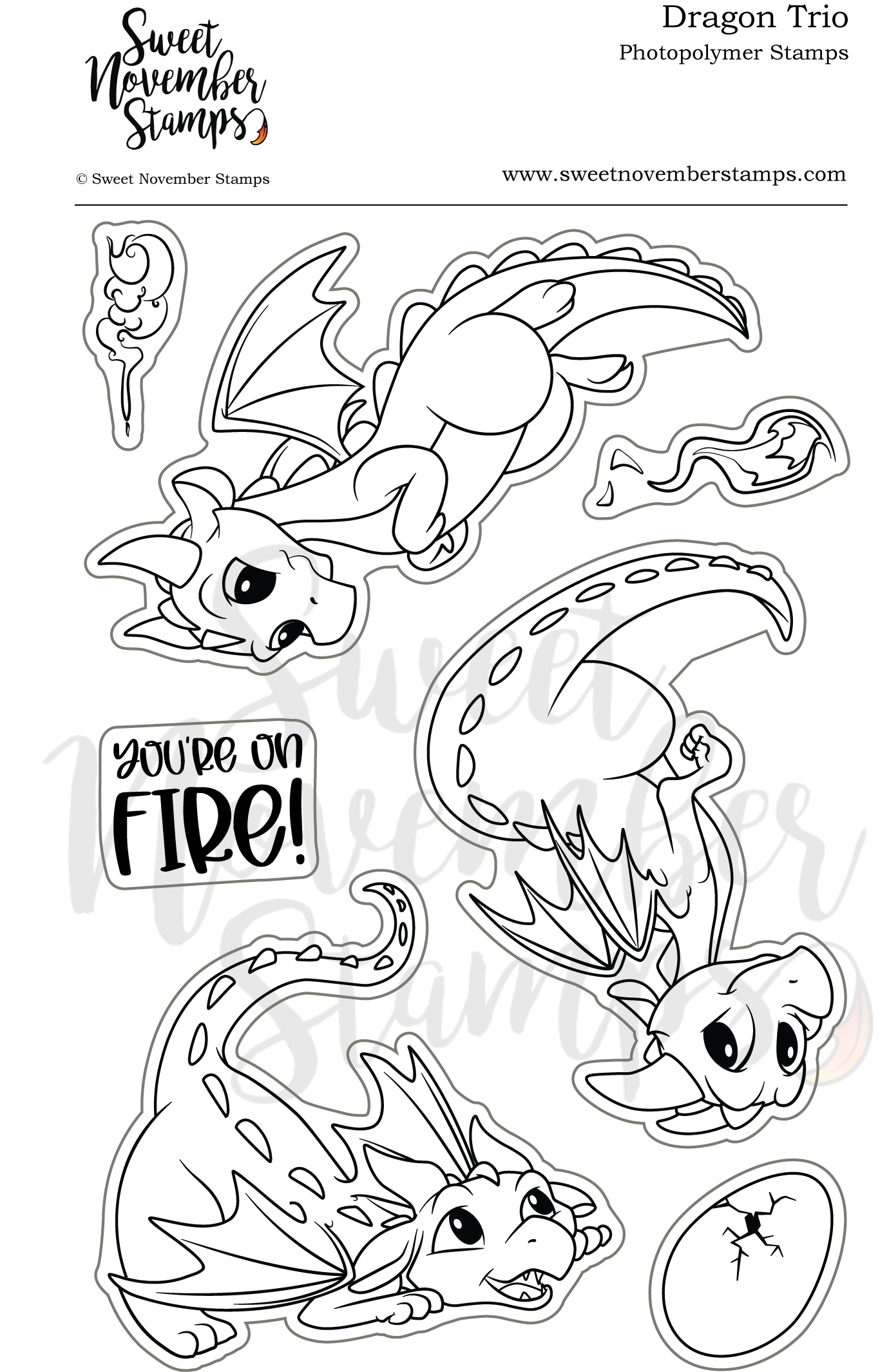 Clear Stamp Set - Dragon Trio 4x6