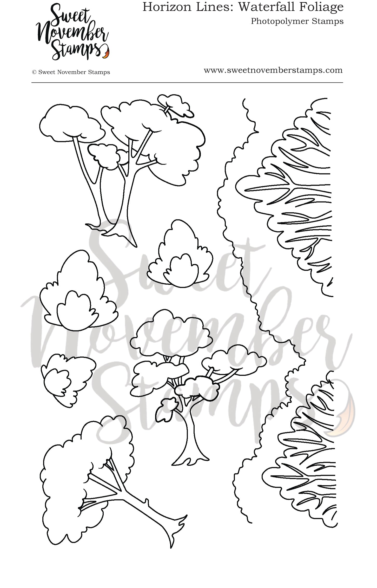 Clear Stamp Set - Horizon Lines: Waterfall Foliage