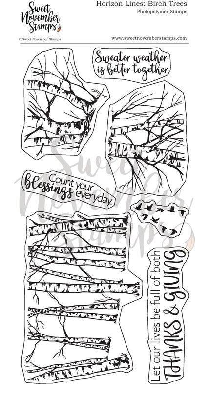 Clear Stamp Set - Horizon lines: Birch Trees