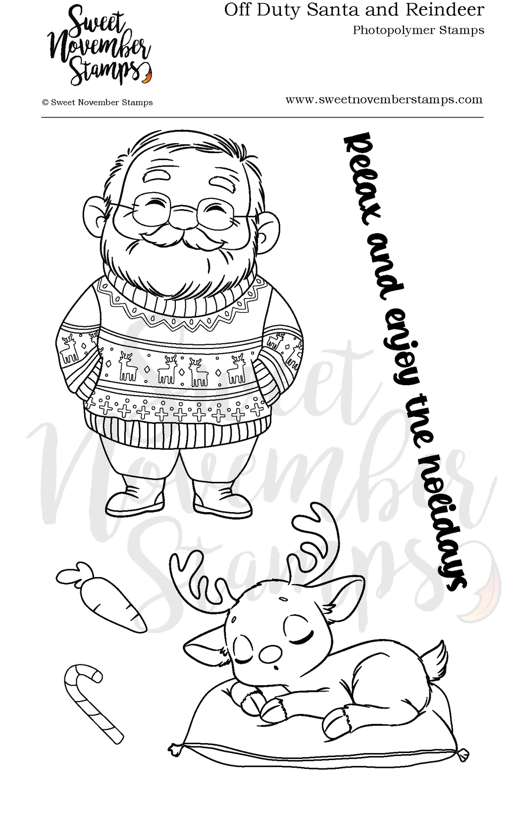 Clear Stamp Set - Off Duty Santa and Reindeer