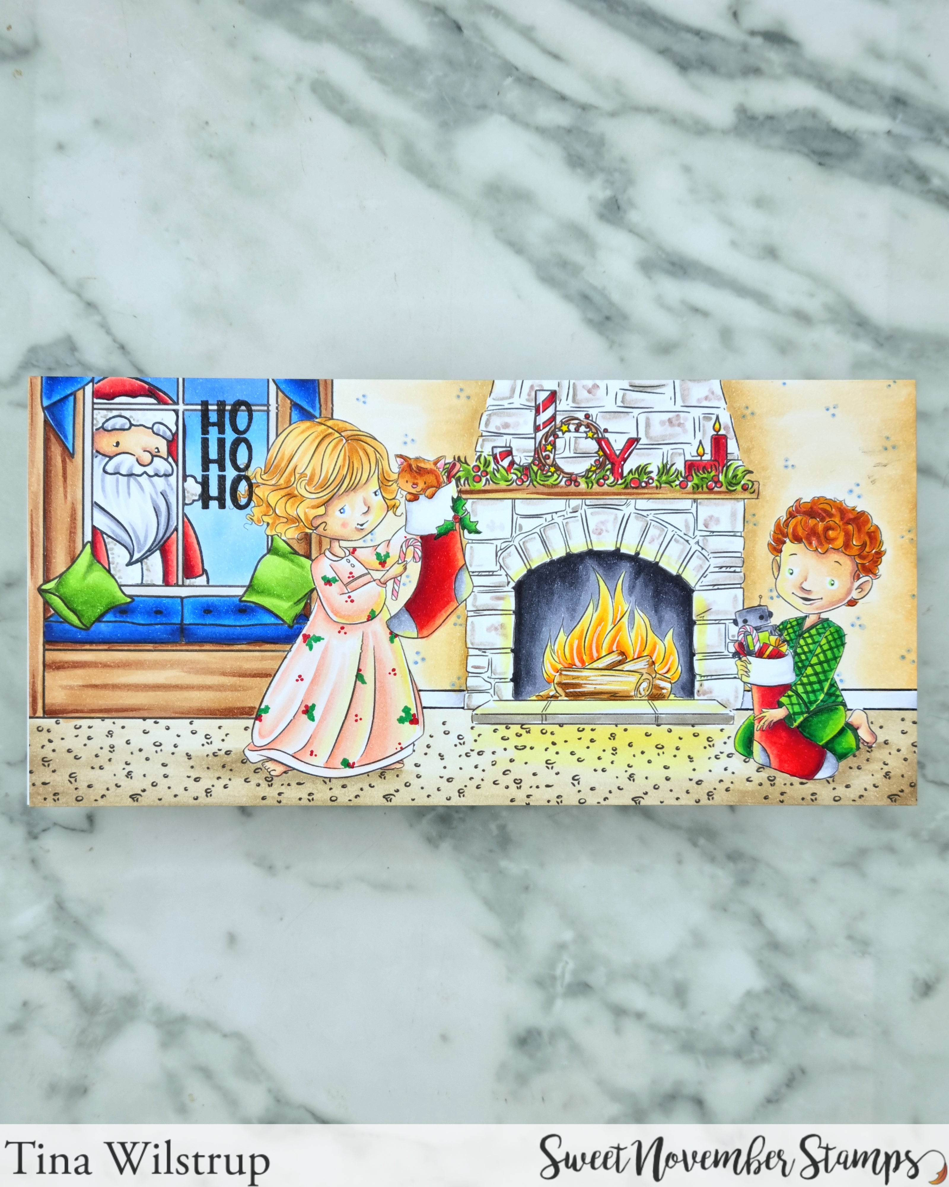 Digital Stamp - The Stockings Were Hung: Fireplace