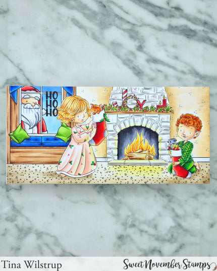 Digital Stamp - The Stockings Were Hung: Fireplace