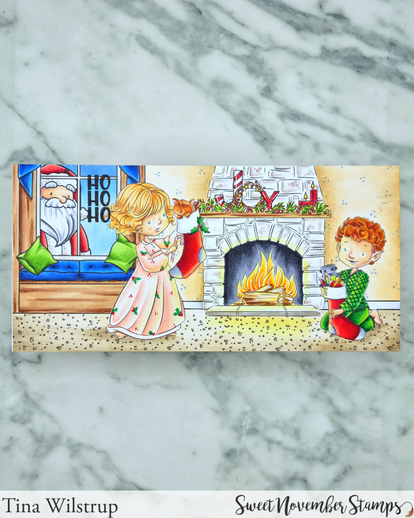 Digital Stamp - The Stockings Were Hung: Fireplace