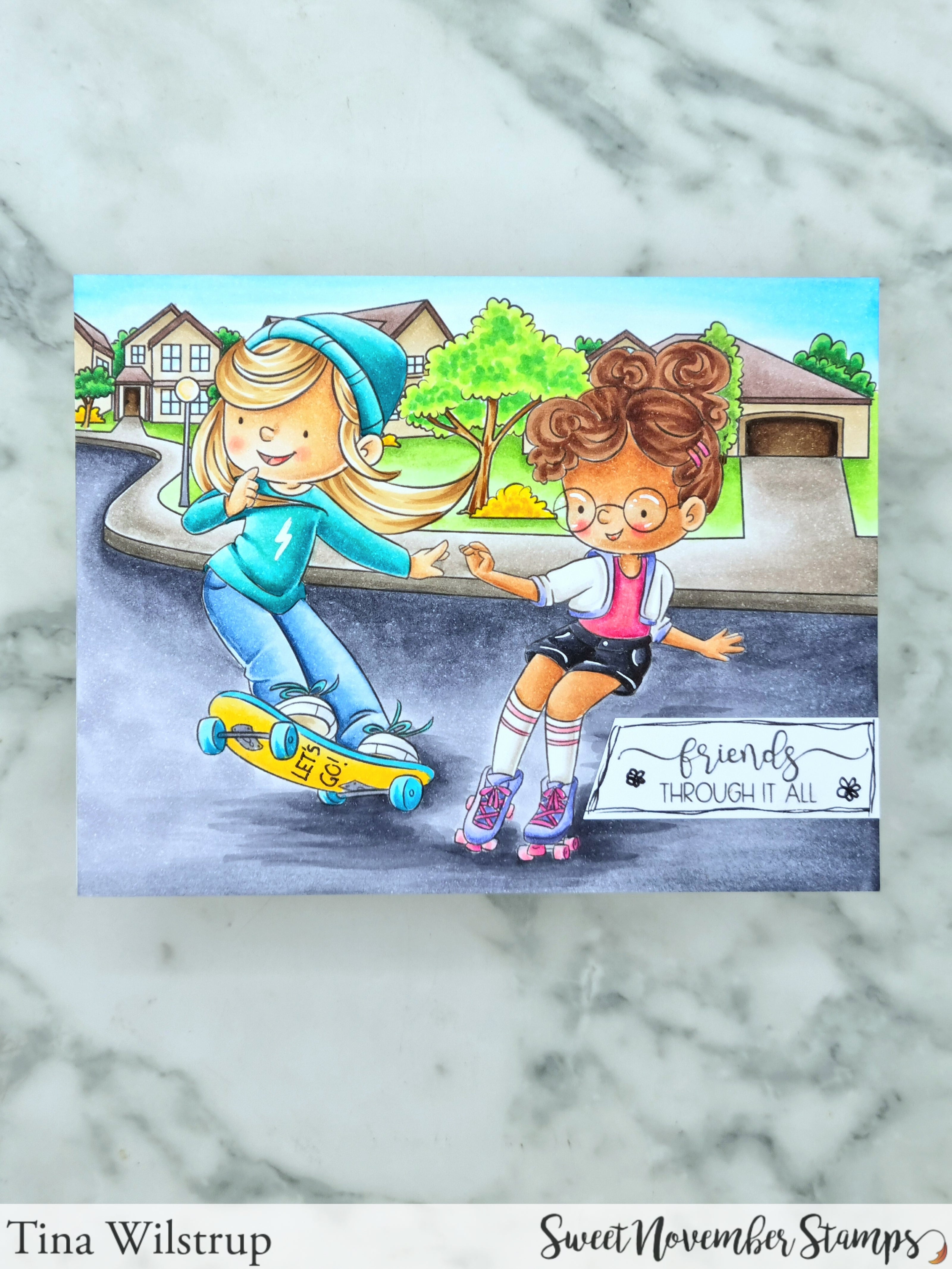 Digital Stamp - On the Go: Skating Austen and Kim