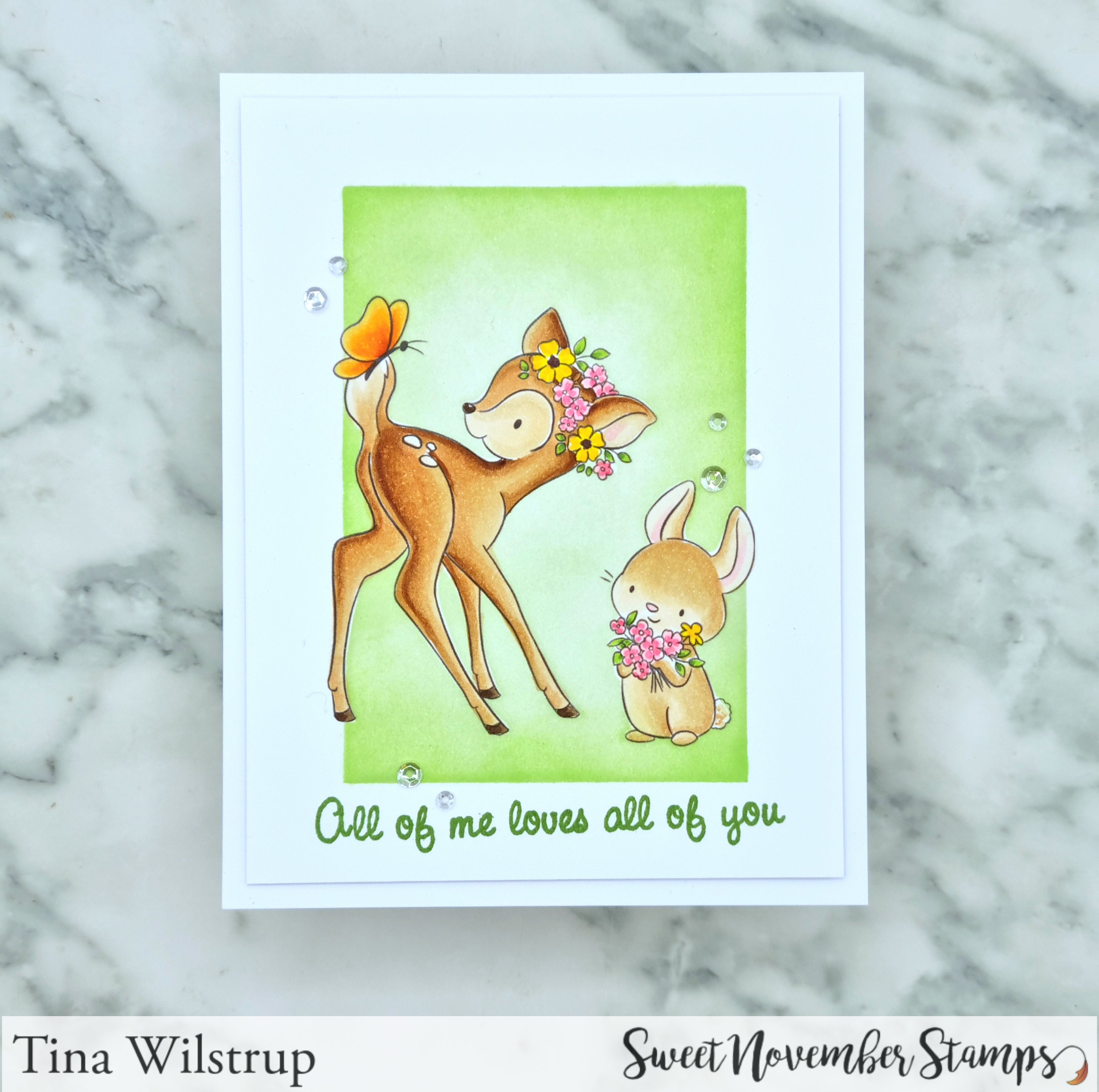 Digital Stamp - Spring Woodland: Fawn, Bunny and Hedgehog