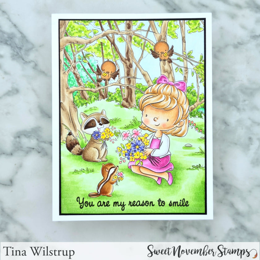 Digital Stamp - Spring Woodland: Alice and Bird