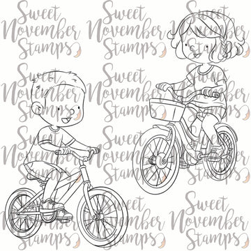 Digital Stamp - On the Go: Bicycle Connor and Jenny