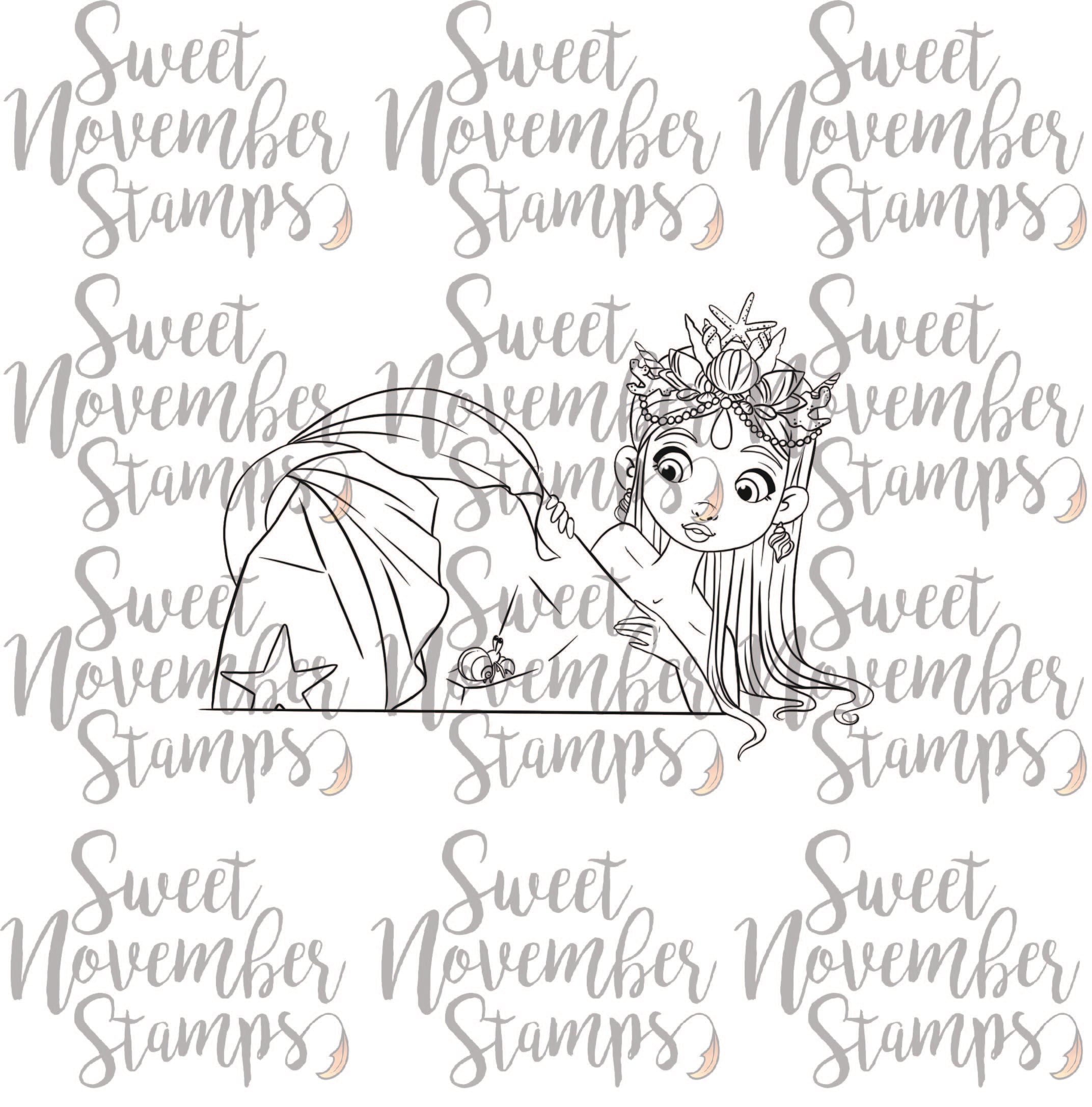 Digital Stamp - Sea Queens: Cyan