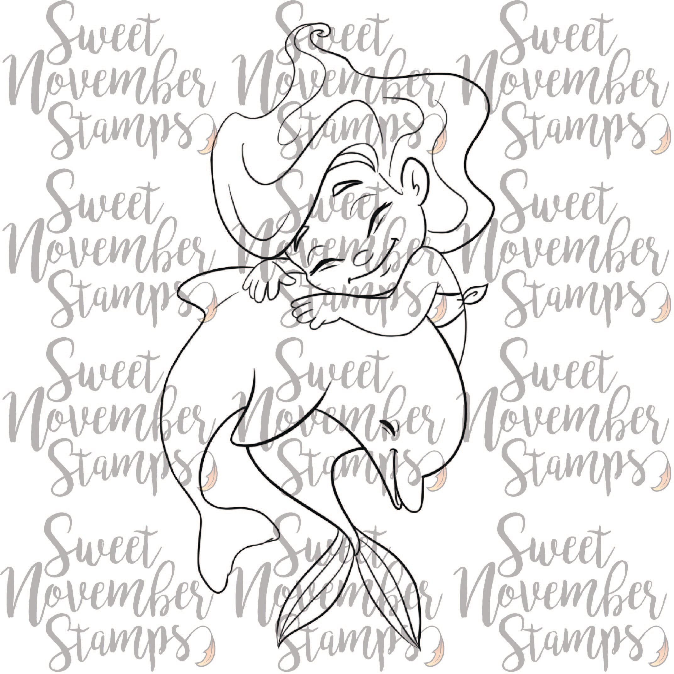 Digital Stamp - Dolphin Hugs