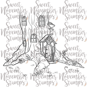 Digital Stamp - Cozy Fall Critters: Tree House