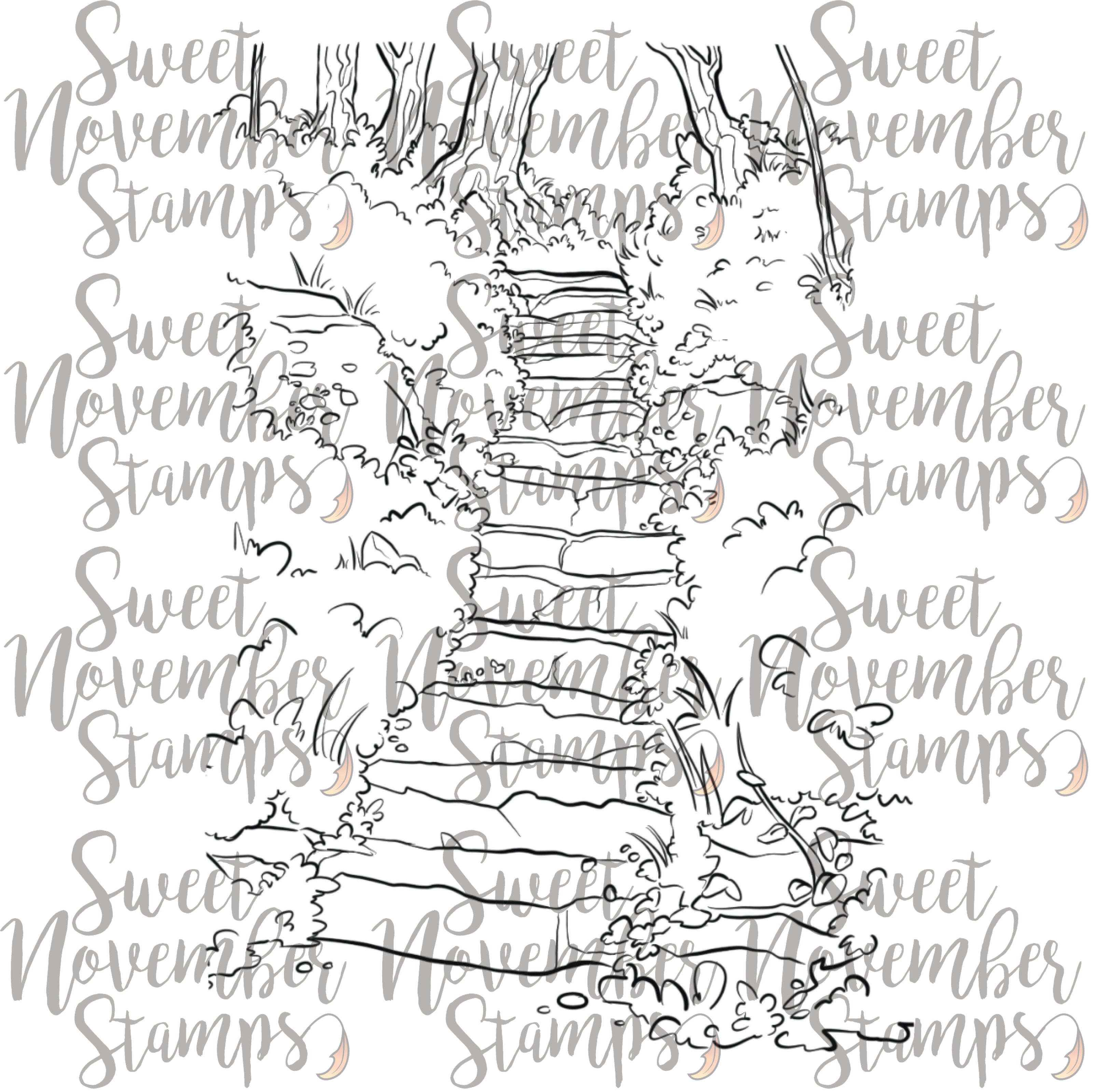 Digital Stamp - Background Builder: Forest Staircase