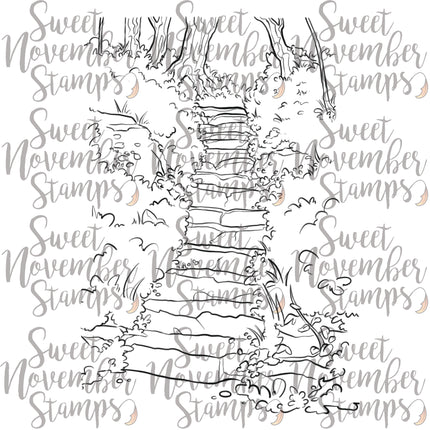 Digital Stamp - Background Builder: Forest Staircase