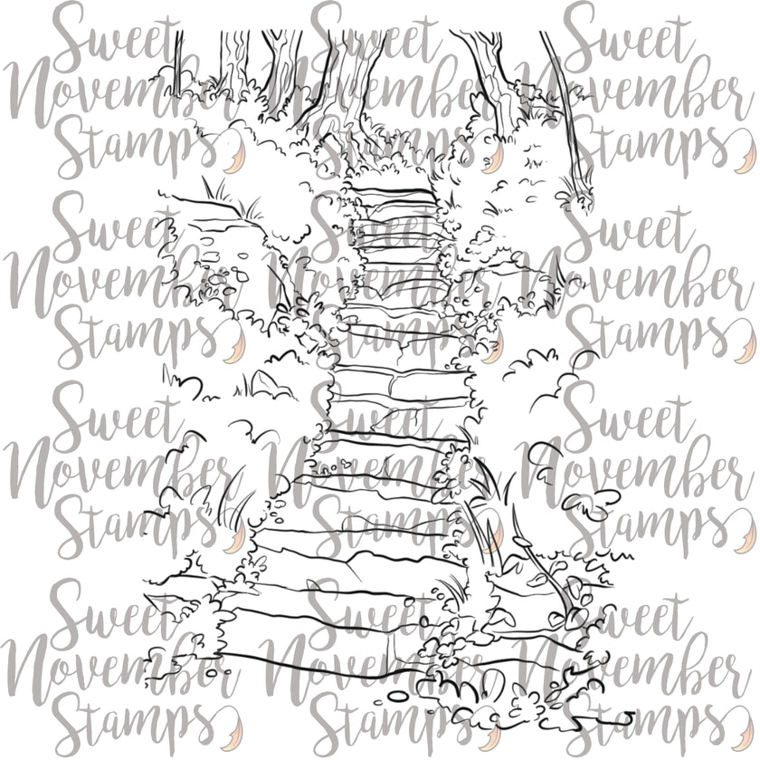 Digital Stamp - Background Builder: Forest Staircase