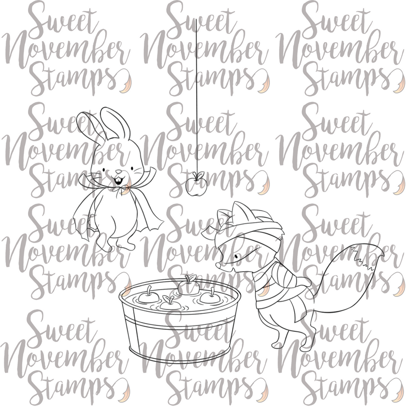 Digital Stamp - Halloween Party: Apple Bobbing