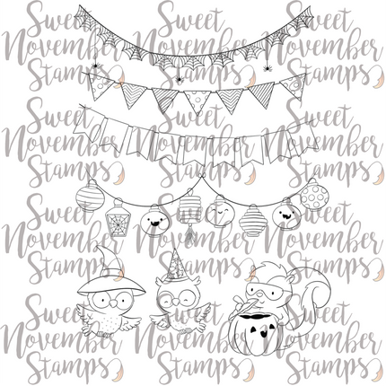 Digital Stamp - Halloween Party: Decorating
