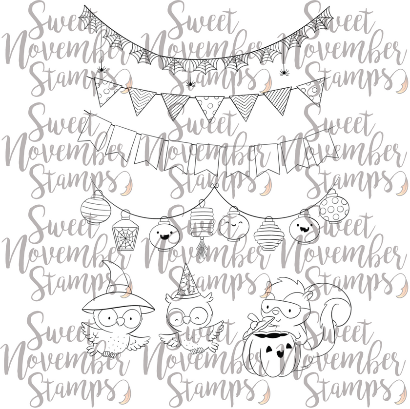 Digital Stamp - Halloween Party: Decorating