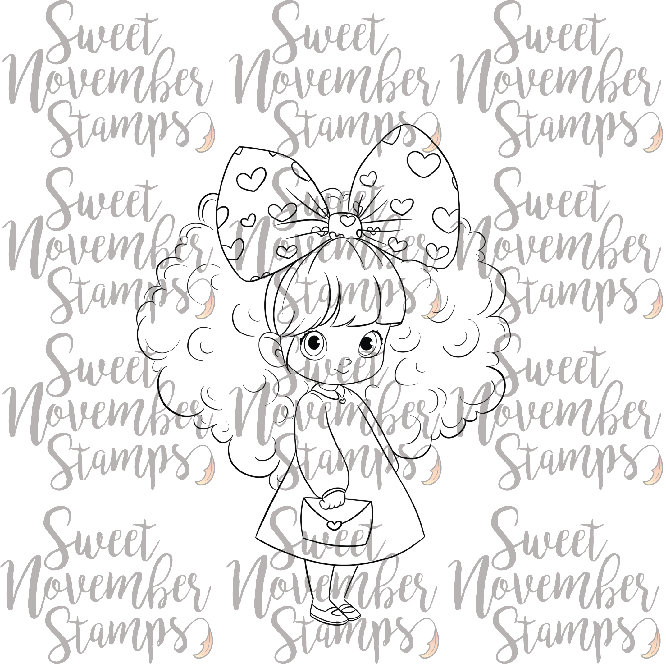 Digital Stamp - Hearts and Bows: Hannah Hearts