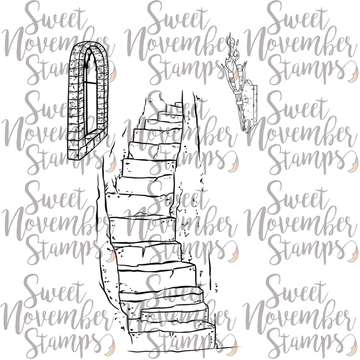 Digital Stamp - Background Builder: Haunted Staircase
