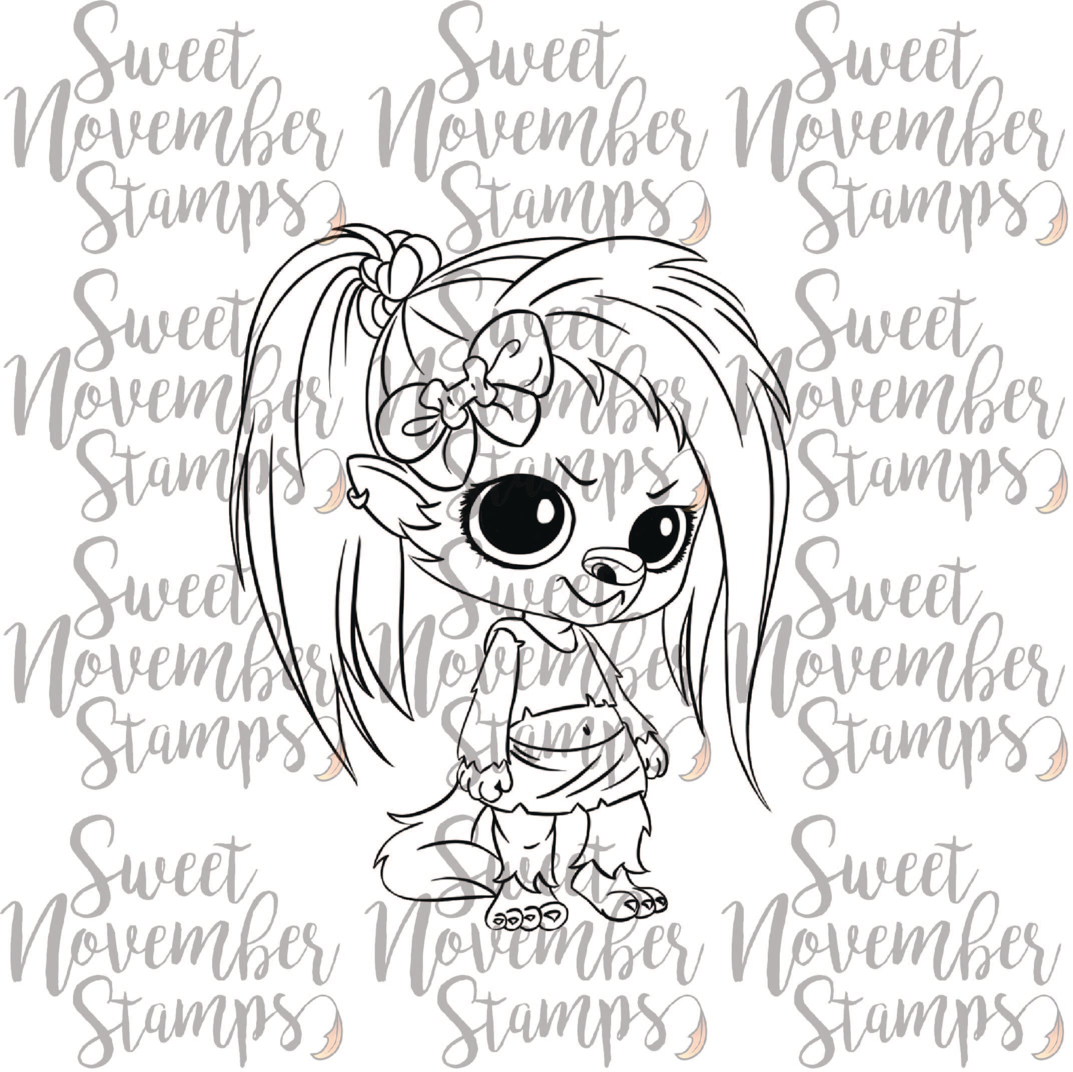 Digital Stamp - Li'l Wolfette