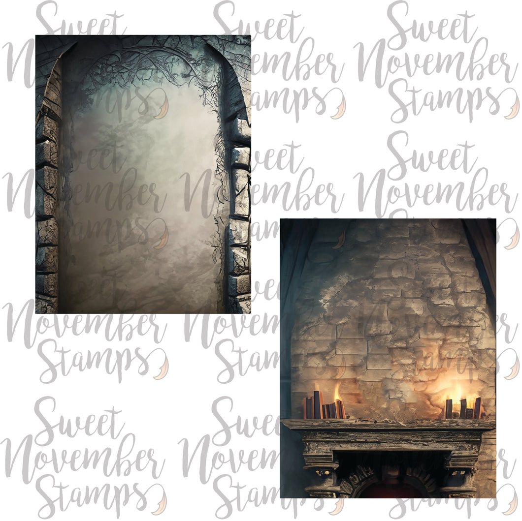 Digital Stamp - Haunted Manor Portraits: Digital Background Papers