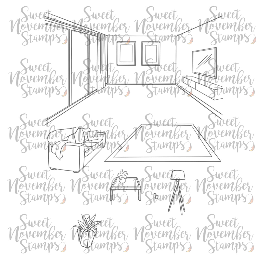 Digital Stamp - Modern Living Room