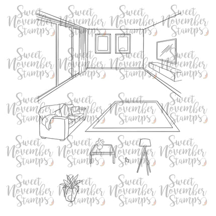 Digital Stamp - Modern Living Room