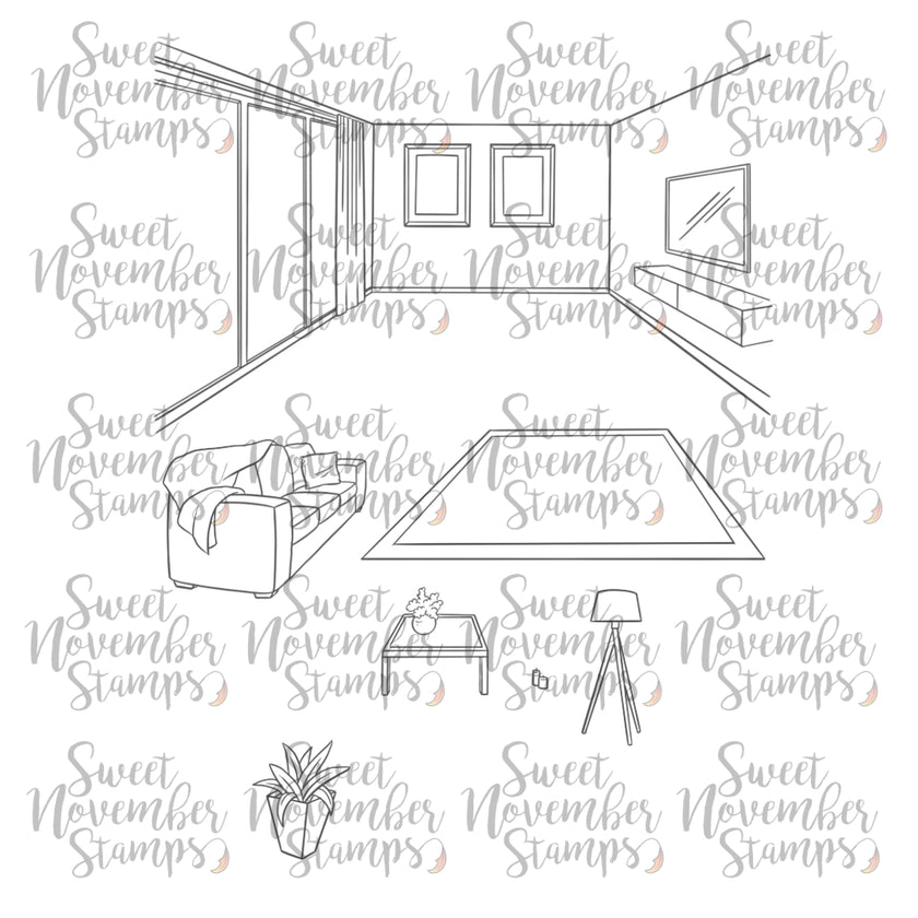 Digital Stamp - Modern Living Room