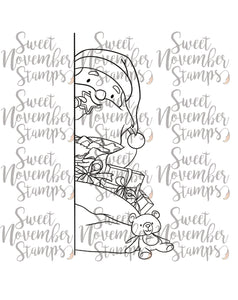 Digital Stamp - No Peeking: Santa