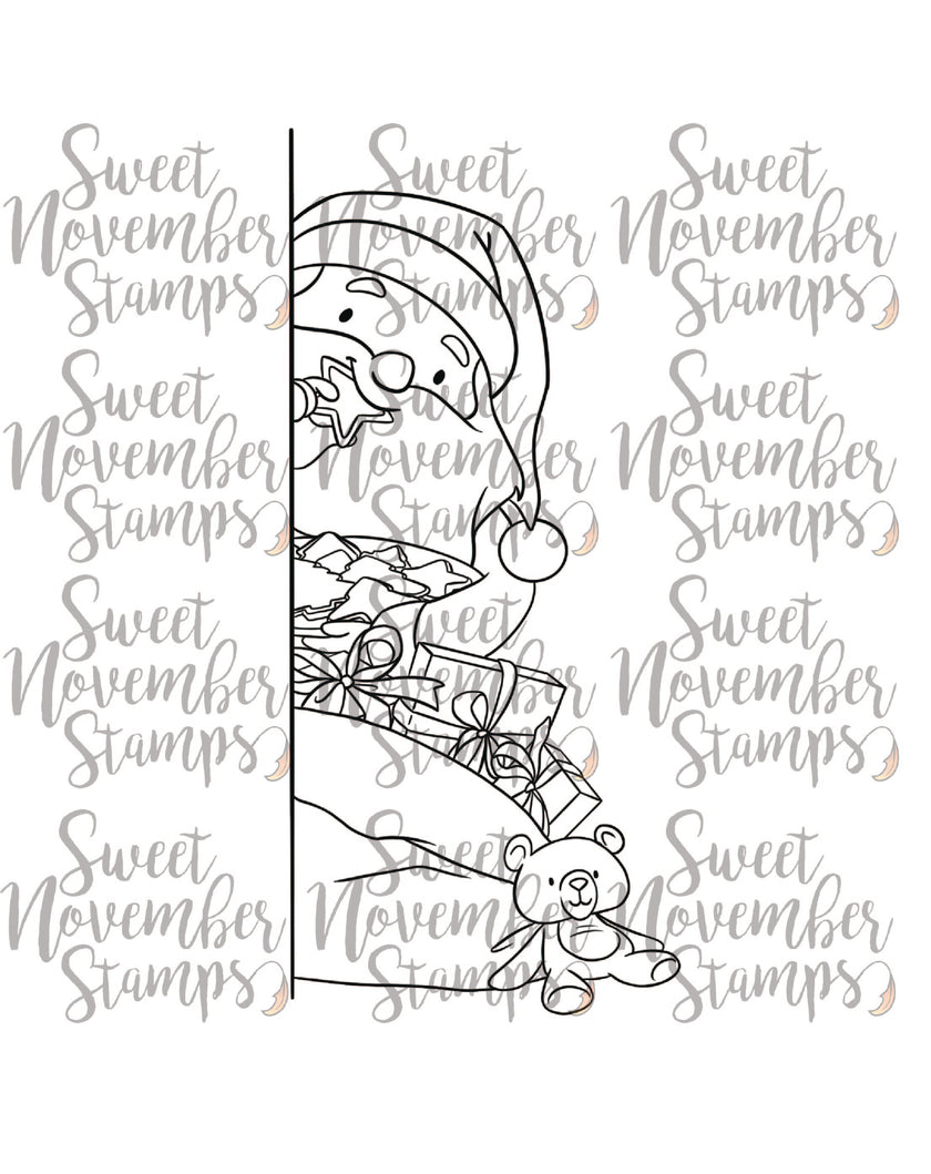 Digital Stamp - No Peeking: Santa