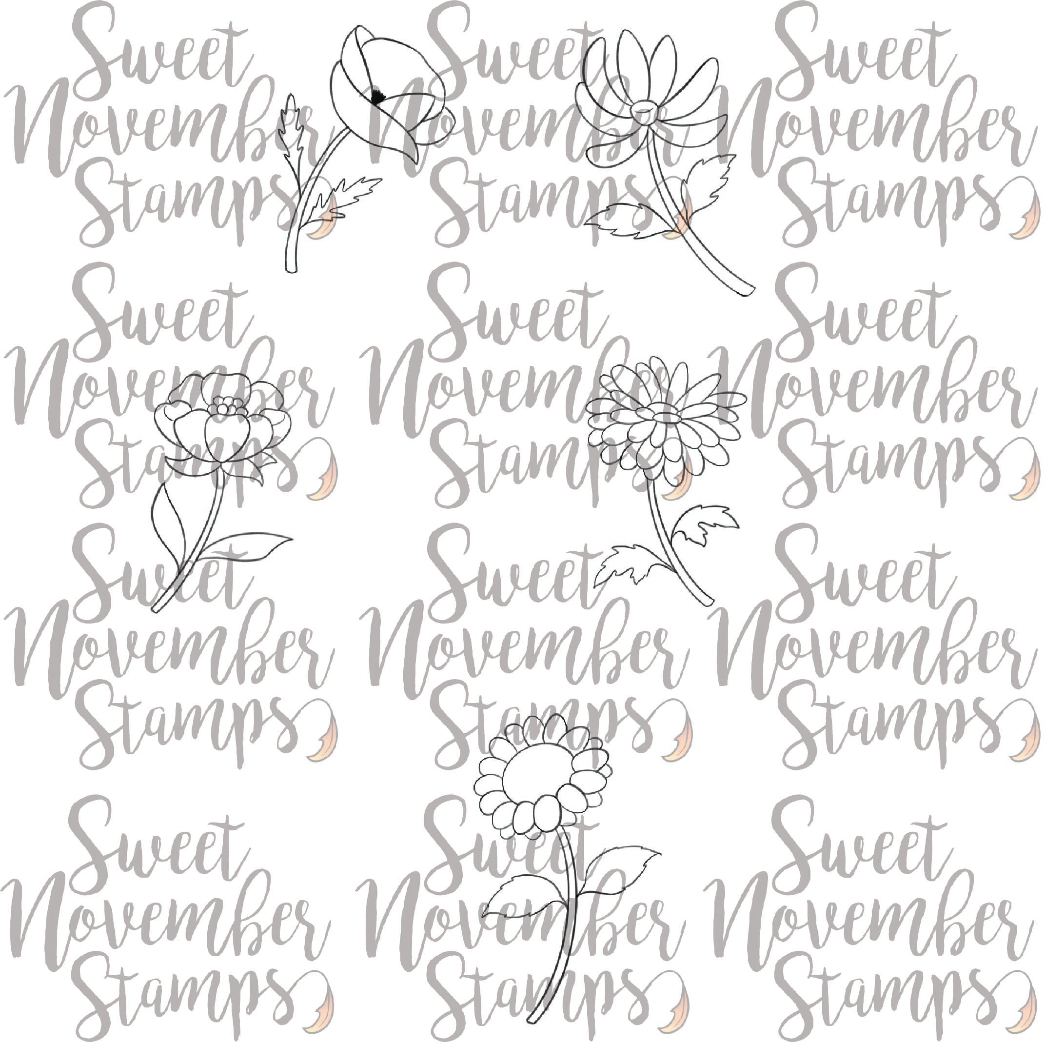 Digital Stamp - Petal Party Flowers