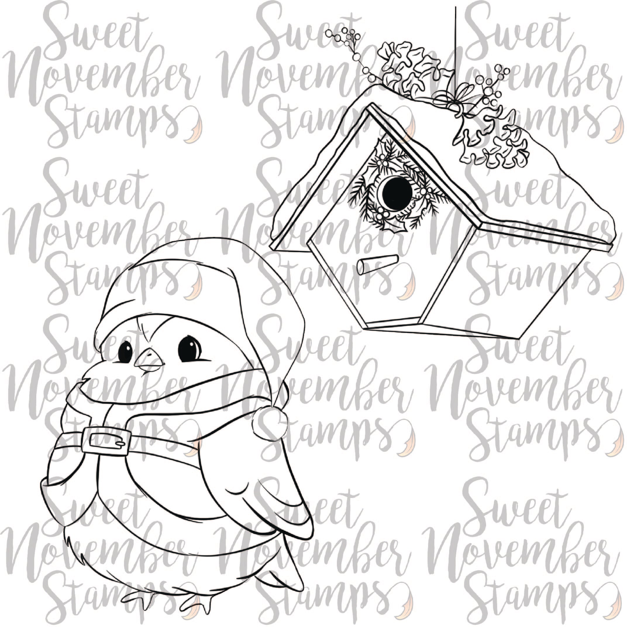 Digital Stamp - Santa Bird