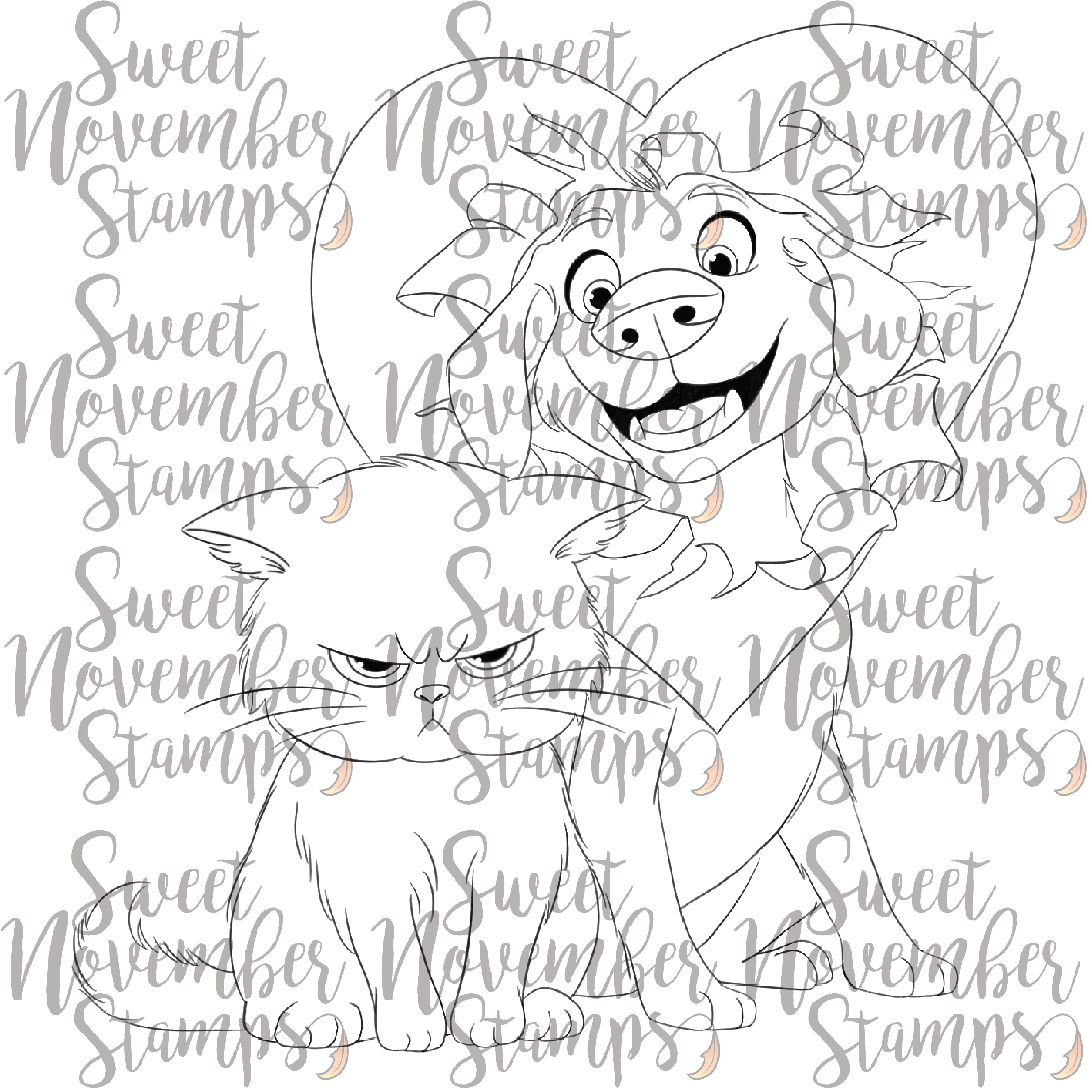 Digital Stamp - Scrappy and Sulky: Heart Attack