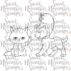 Digital Stamp - 1st Christmas: Scrappy and Sulky's Mistletoe